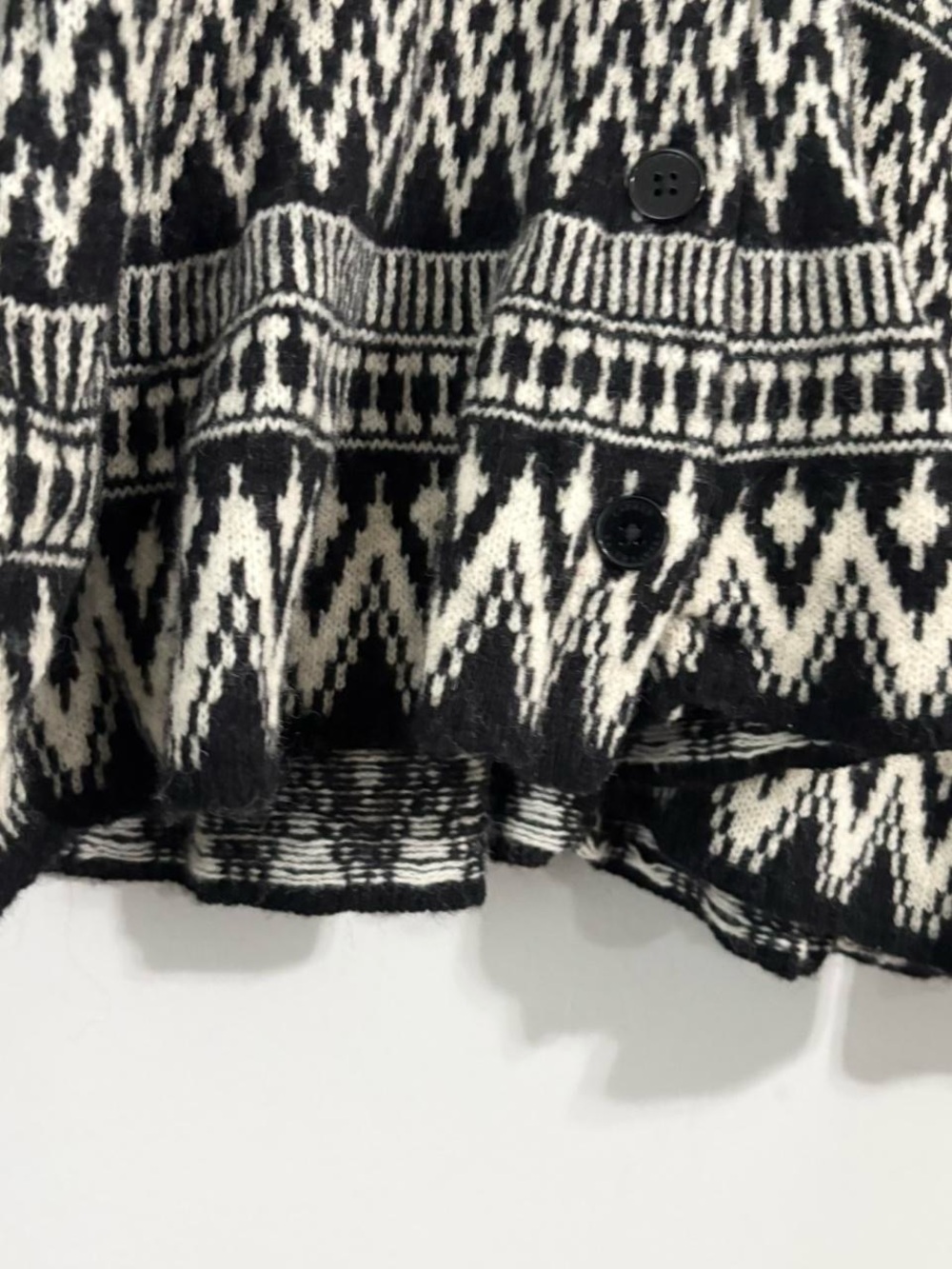 Lauren Ralph Lauren Fair Isle Knit Peplum Hem Lambswool Blend Cardigan Sweater - Picture 2 of 7